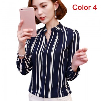 2019 New Women Spring Blouse Shirts Chiffon Long Sleeve Female Clothing Office OL Tops Striped Dot Flower Autumn feminine Blusas