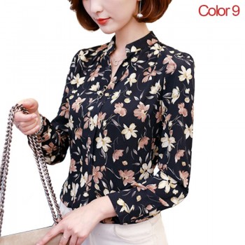2019 New Women Spring Blouse Shirts Chiffon Long Sleeve Female Clothing Office OL Tops Striped Dot Flower Autumn feminine Blusas