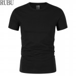 RUBU 2018 summer New High quality men T shirt casual short sleeve o-neck 100% cotton t-shirt men brand white black tee shirt
