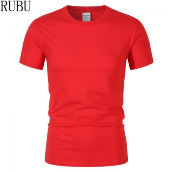 RUBU 2018 summer New High quality men T shirt casual short sleeve o-neck 100% cotton t-shirt men brand white black tee shirt