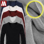 2019 High Quality Autumn Winter Mens Warm Thermal tshirt Man Long Sleeve Casual V Neck Velvet Thick Plus Thick T-Shirt Male Tees