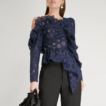 TWOTWINSTYLE Lace Shirts Blouse Female Long Sleeve Off Shoulder Hollow Out Asymmetrical Tops Female Autumn 2018 Sexy Fashion