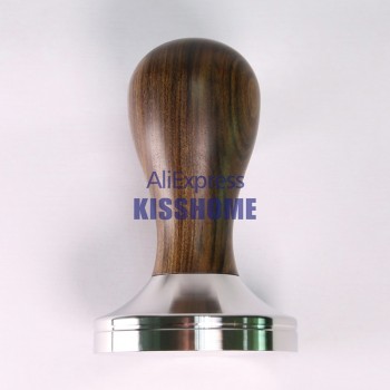 304 Stainless Steel Coffee Tamper Chacate Preto Wood Handle Coffee Powder Hammer 41/49/51/53/57/57.5/58/58.35mm Cafe Accessories