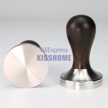 304 Stainless Steel Coffee Tamper Chacate Preto Wood Handle Coffee Powder Hammer 41/49/51/53/57/57.5/58/58.35mm Cafe Accessories