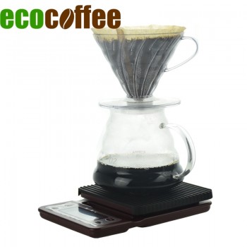 Ecocoffee Pour Over Coffee Set V60 Plastic Pripper with Paper Filters Coffee Kettle Kitchen Scale with Timer Barista Accessories