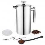ROKENE Coffee Press Stainless Steel French Press Cafetiere Coffee Maker Double Walled Construction 3 Pieces Gifts 350 800 1000ML