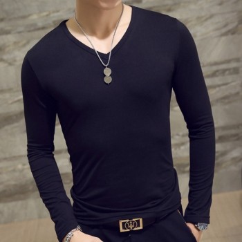 2018 Autumn New T SHIRT Men, Ultra Low Price Long Sleeved Mens T-shirt, Mens Round Neck Pure Color T-shirt Size  S - 3XL