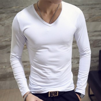 2018 Autumn New T SHIRT Men, Ultra Low Price Long Sleeved Mens T-shirt, Mens Round Neck Pure Color T-shirt Size  S - 3XL