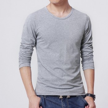 2018 Autumn New T SHIRT Men, Ultra Low Price Long Sleeved Mens T-shirt, Mens Round Neck Pure Color T-shirt Size  S - 3XL