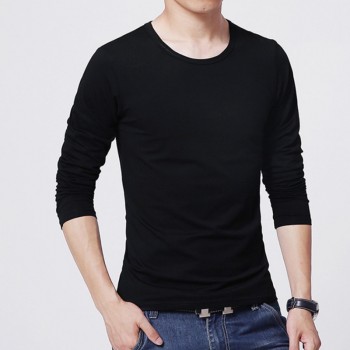 2018 Autumn New T SHIRT Men, Ultra Low Price Long Sleeved Mens T-shirt, Mens Round Neck Pure Color T-shirt Size  S - 3XL