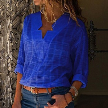 White V-neck Womens Shirt Cotton Linen Office Lady Long Sleeve Feminine Blouse Black 2019 Spring Shirts Women Plus Size 5XL