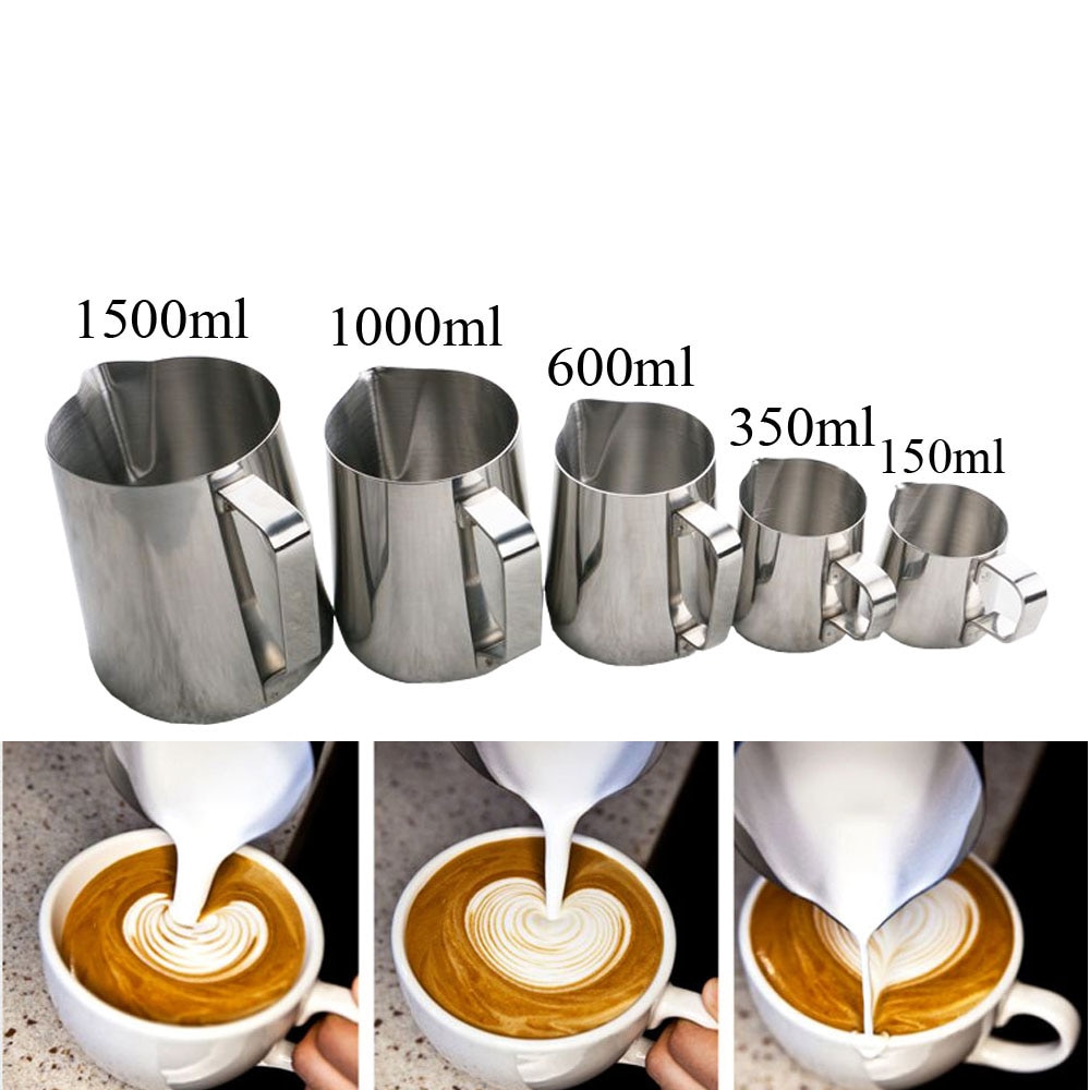 High Qaulity Stainless Steel Milk Frothing Jug Espresso Coffee Pitcher Barista Craft Coffee Latte 150ml 350ml 600ml 1000ml