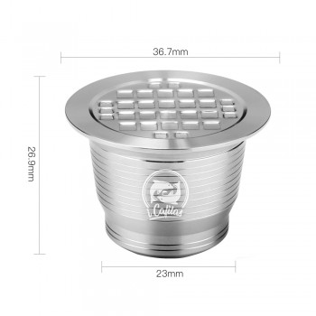 ICafilas Stainless Metal Reusable Nespresso Capsule with Press Coffee Grinds Stainless Tamper Espresso Coffee Maker Basket