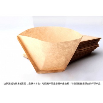 FeiC 100pcs/box Drip Coffeemaker filter V60 for 2-4 servings wooden Original pulp 102style