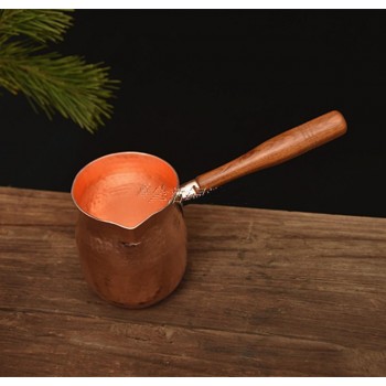 FeiC pure copper handmade coffee tea set Turkish Greek Arabic Coffee Pot with wooden handle Coffee Maker Ibrik for barista