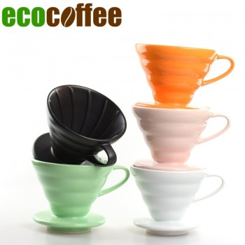 2017 Real Special Offer Ciq Diy Stocked Ecocoffee 1pc Ceramic V60 Dripper 02size Black/white/orange/yellow/green Coffee Brew