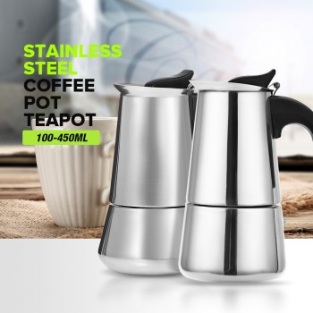 D# 100/200/300/450ML Stainless Steel Coffee Pot Moka Coffee Maker Teapot Mocha Stovetop Tool Filter Percolator Cafetiere Z20