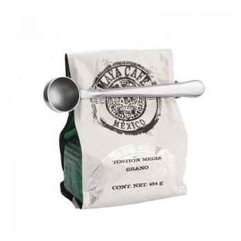 eTya 1PC Durable Stainless Steel Spoon With Bag Clip Ground Tea Coffee Scoop With Portable Bag Seal Clip powder Measuring tools