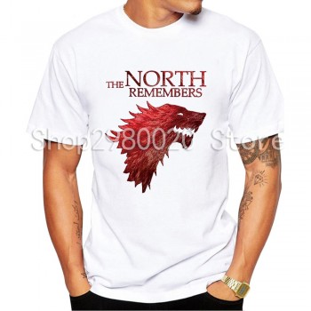 Tshirt Homme 2018 New Game of Thrones T Shirt Men Cool The North Remembers Blood Wolf T-shirt Mens Tee Shirts Camisetas Hombre