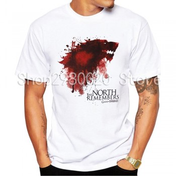Tshirt Homme 2018 New Game of Thrones T Shirt Men Cool The North Remembers Blood Wolf T-shirt Mens Tee Shirts Camisetas Hombre