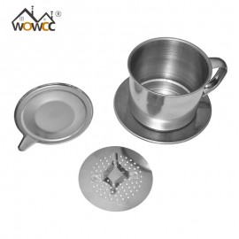 WOWCC 1set  Portable Stainless Steel Coffee Drip Filter Coffee Maker Infuser Vietnam Style Coffee Mug Cup Strainer Coffee Tools