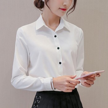 Office Blouse Women Summer Chiffon Blouses Shirts Ladies Girls Casual Formal Blouse Long Sleeve Female Tops Shirt Blusa Feminina