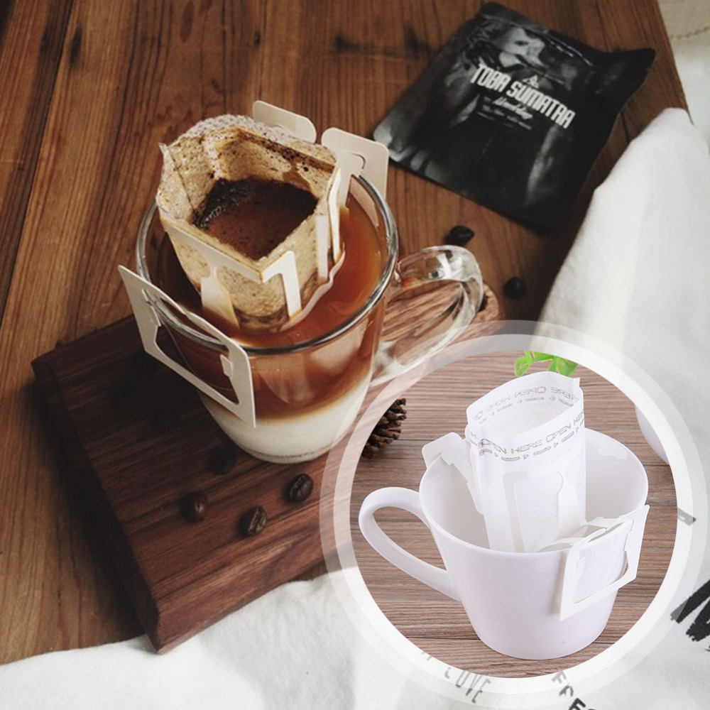 50Pcs / Pack Drip Coffee Filter Bag Portable Hanging Ear Style Coffee Filters Paper Home Office Travel Brew Coffee Bolsas de te