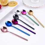 Aihogard 13cm Round Stainless Steel Coffee Spoon With Long Handle Dessert Ice Cream Fruit Spoon Teaspoons Kitchen Accessories