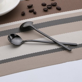 Aihogard 13cm Round Stainless Steel Coffee Spoon With Long Handle Dessert Ice Cream Fruit Spoon Teaspoons Kitchen Accessories