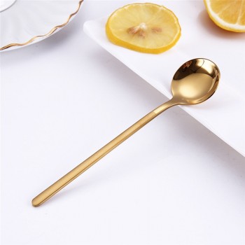 Aihogard 13cm Round Stainless Steel Coffee Spoon With Long Handle Dessert Ice Cream Fruit Spoon Teaspoons Kitchen Accessories