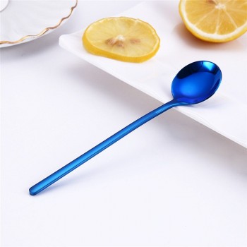 Aihogard 13cm Round Stainless Steel Coffee Spoon With Long Handle Dessert Ice Cream Fruit Spoon Teaspoons Kitchen Accessories