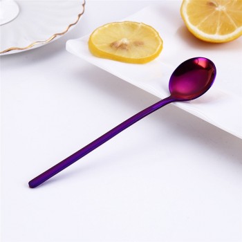 Aihogard 13cm Round Stainless Steel Coffee Spoon With Long Handle Dessert Ice Cream Fruit Spoon Teaspoons Kitchen Accessories