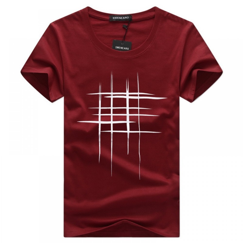 Simple creative design line cross Print cotton T Shirts Mens New Arrival Summer Style Short Sleeve Men t-shirt