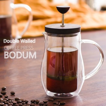 2018 Bodum Design Double Wall Glass Coffee Pot Filter French Presses Kettle Heat-resisting Tea Bottle Follicular Household Flask