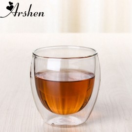 Arshen New Technology 80ml Clear Double Wall Double Glassware Coffee Tea Cups Glassware Milk Beer Soup And Insulated Wine Cups