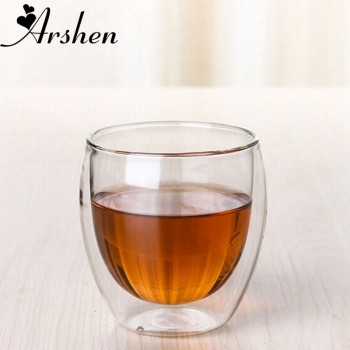 Arshen New Technology 80ml Clear Double Wall Double Glassware Coffee Tea Cups Glassware Milk Beer Soup And Insulated Wine Cups