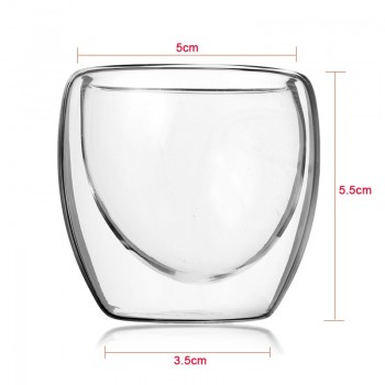 Arshen New Technology 80ml Clear Double Wall Double Glassware Coffee Tea Cups Glassware Milk Beer Soup And Insulated Wine Cups
