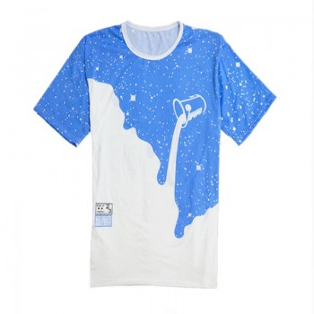 MR K Men Fashion Summer Milk Poured Pattern Inverted Milk 3D T-shirt Printed Short Sleeve Round Neck Slim Casual T-shirt Top