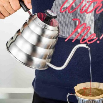 Stainless Steel Pour Over Coffee Water Kettle Thermometer Gooseneck Tea Pot