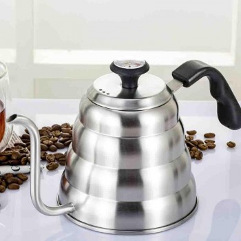 Stainless Steel Pour Over Coffee Water Kettle Thermometer Gooseneck Tea Pot