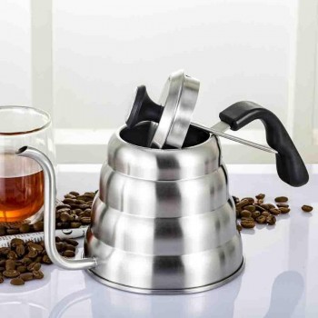 Stainless Steel Pour Over Coffee Water Kettle Thermometer Gooseneck Tea Pot