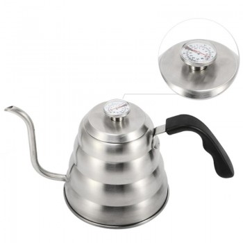 Stainless Steel Pour Over Coffee Water Kettle Thermometer Gooseneck Tea Pot