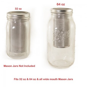 Silver Cold Brew Coffee Tea Filter Mesh Maker with Sealing Ring Reusable Coffee Filter