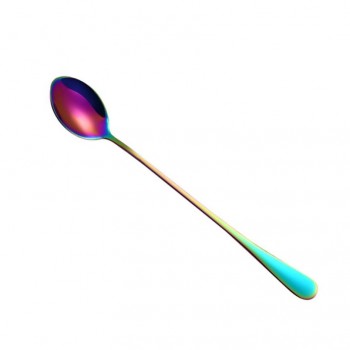 2018 Colorful Spoon Long Handle Spoons Flatware Coffee Drinking Tools Kitchen Gadget Spoon Stainless Steel High quality MM5