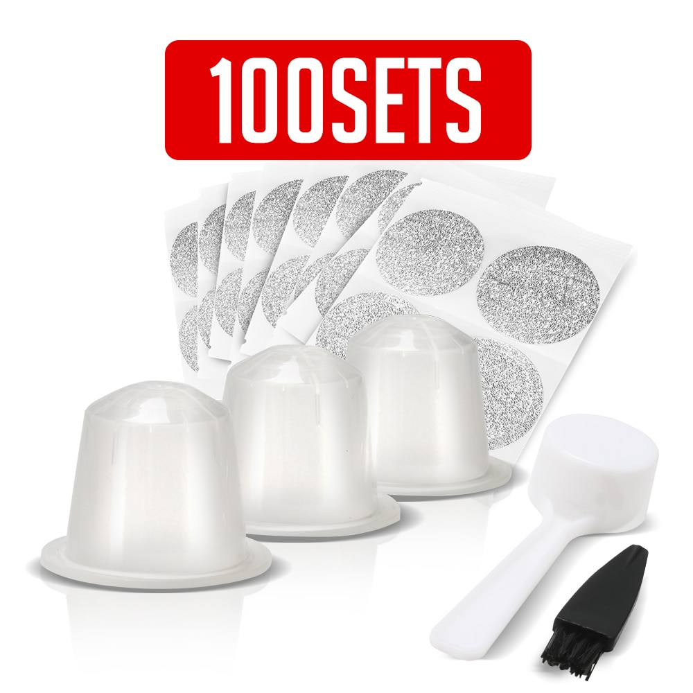100set Original Disposable Empty Coffee Capsules For Nespresso Coffee Maker Dripper With Disposable Aluminum Seal Sticker