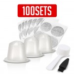 100set Original Disposable Empty Coffee Capsules For Nespresso Coffee Maker Dripper With Disposable Aluminum Seal Sticker