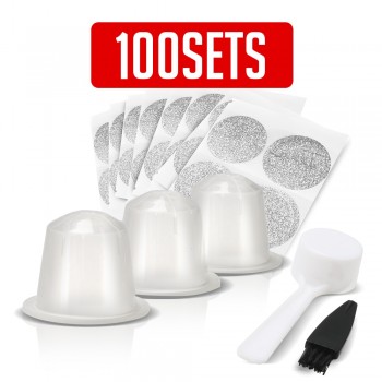 100set Original Disposable Empty Coffee Capsules For Nespresso Coffee Maker Dripper With Disposable Aluminum Seal Sticker