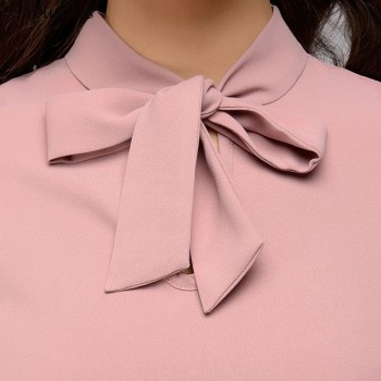 Capucines Elegant Bow Tie Women Shirt 2019 Spring Ladies Solid Long Sleeve Chiffon Shirts Casual Blouses Vintage Tops Blusas