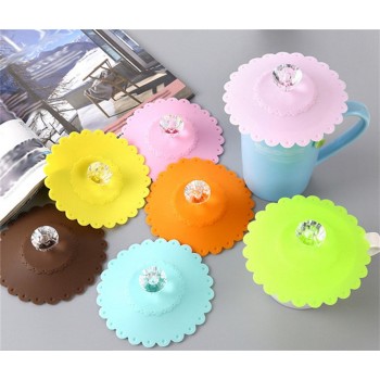 2017 New Arrival Diamond Silicone Leakproof Coffee Suction Lid Cap Airtight Seal Cup Cover Dropshipping A35