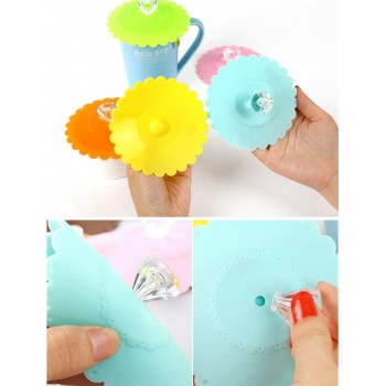 2017 New Arrival Diamond Silicone Leakproof Coffee Suction Lid Cap Airtight Seal Cup Cover Dropshipping A35
